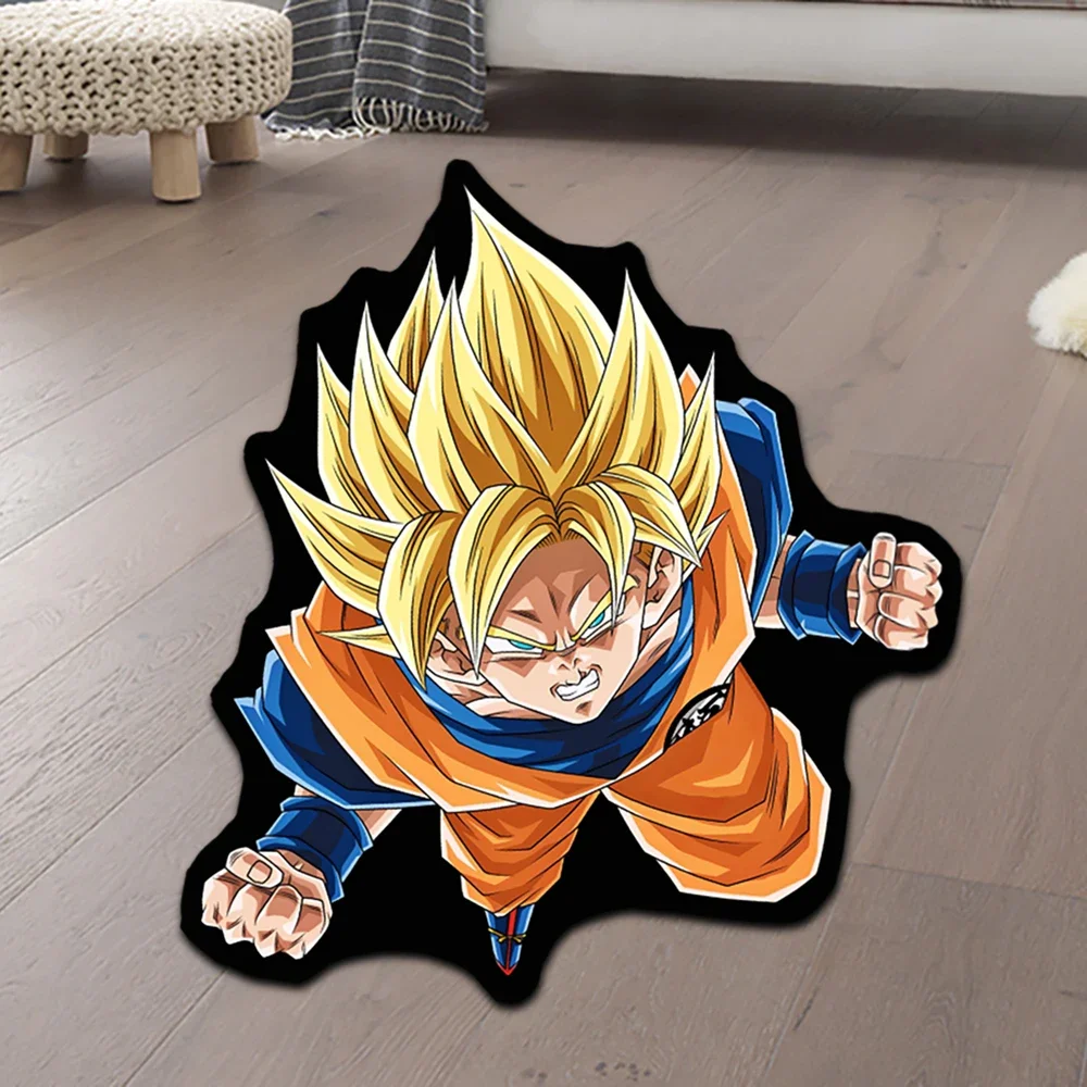 Alfombras de área Irregular Anime Dragon Ball Blue Goku, alfombra personalizada con ilusiones ópticas, alfombra impresa para decoración del hogar