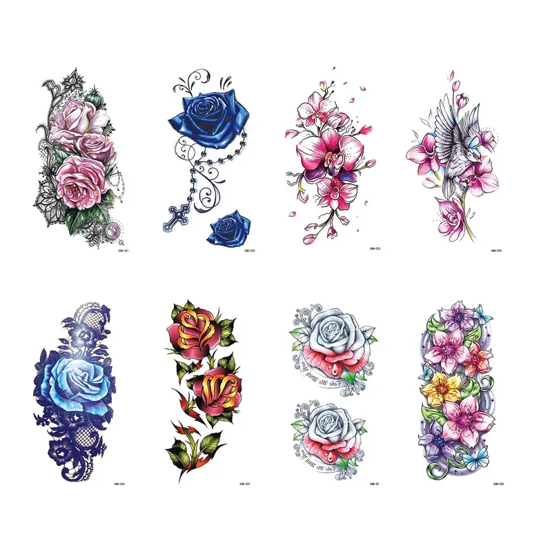 

Female Sexy Waterproof Flower Animal Tattoo Stickers DIY Body Art Stickers 3D Sketch Temporary Tattoo Sticker 8Pcs/Set