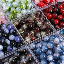 About20Pcs Glass Protein Fragmented Flower Double Combination Round Beads Unique Loose Beads Handmade DIY Making Jewelry Headpie