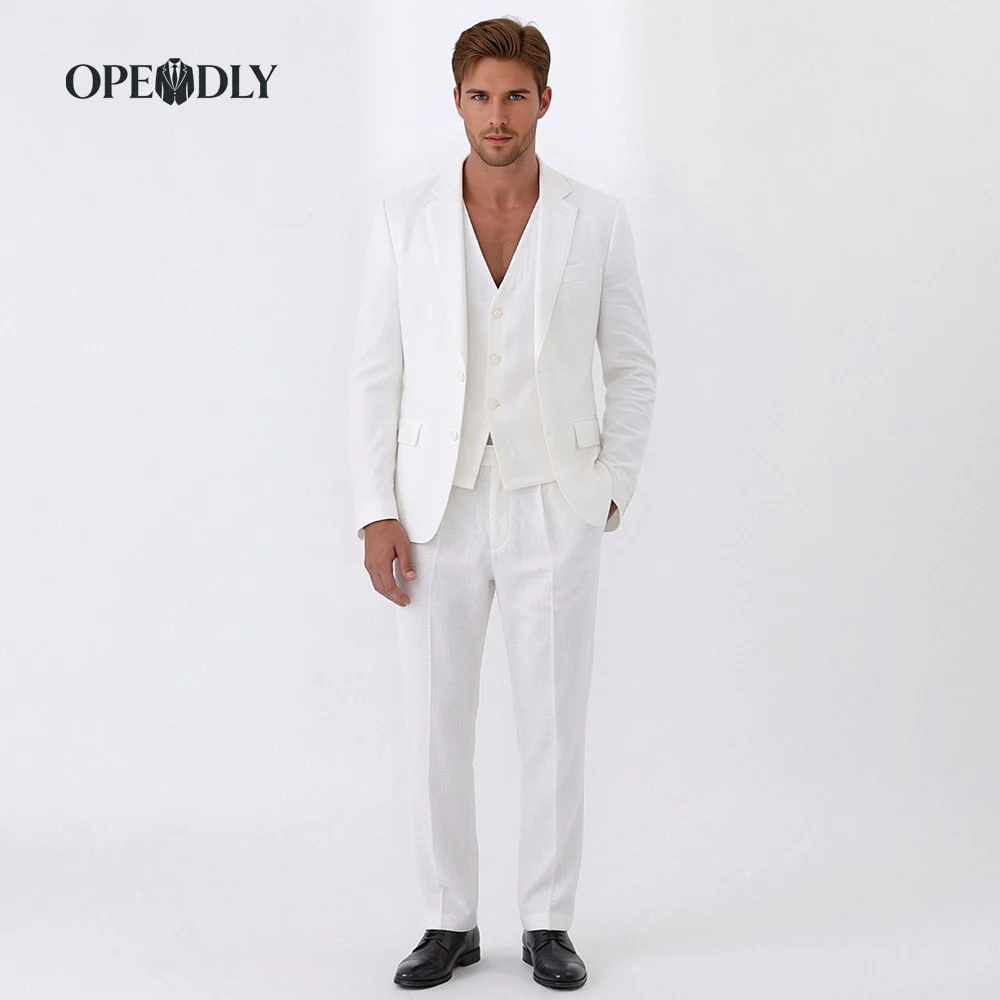 

Мужской костюм-тройка OPEODLY: приталенный пиджак на одной пуговице, жилет и брюки для торжественных мероприятий, свадеб и деловых встреч