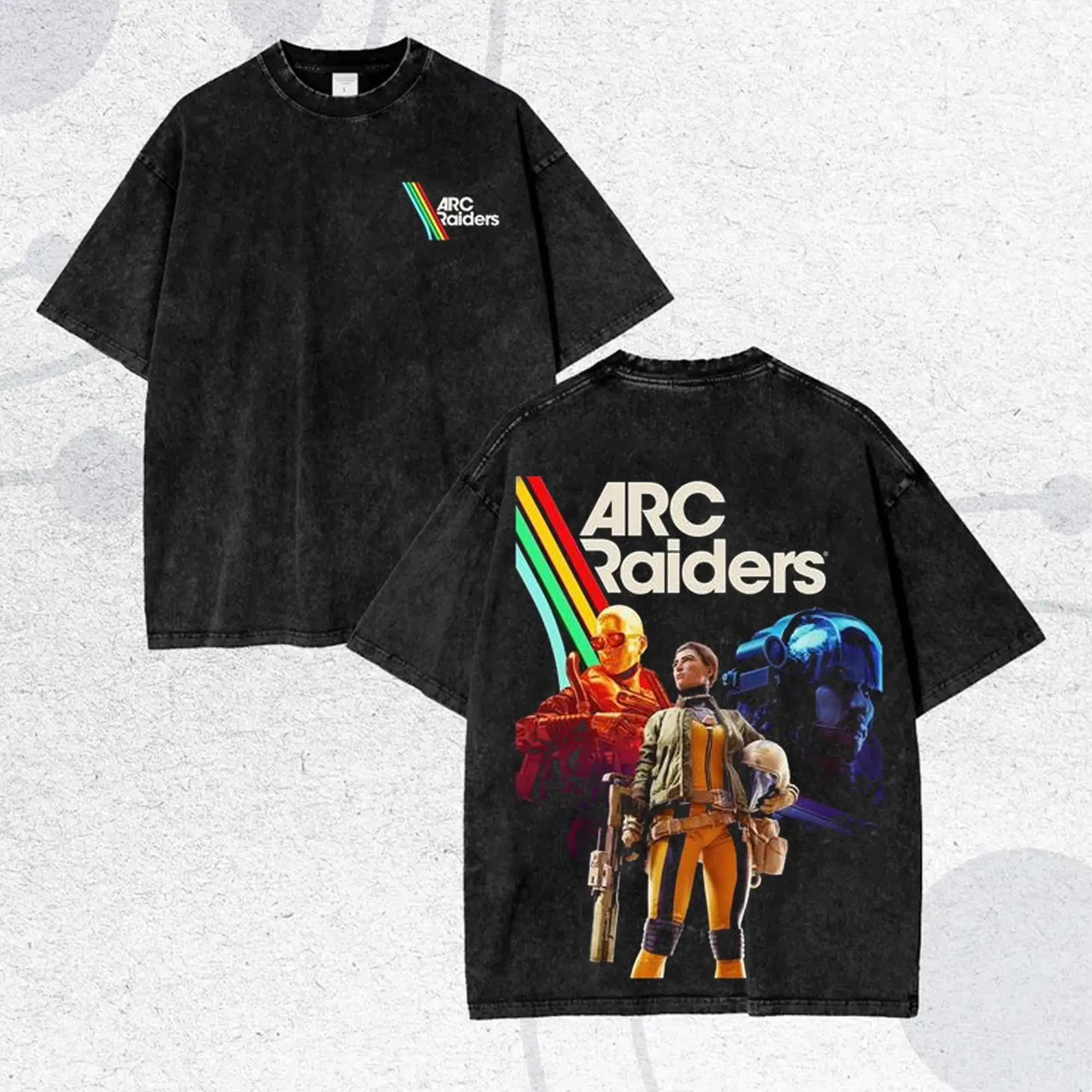 Vintage Washed Bold Color Strike Team Graphic Tee, Game Gift for Fan Y2k Style Streetwear Unseix Oversize Tops