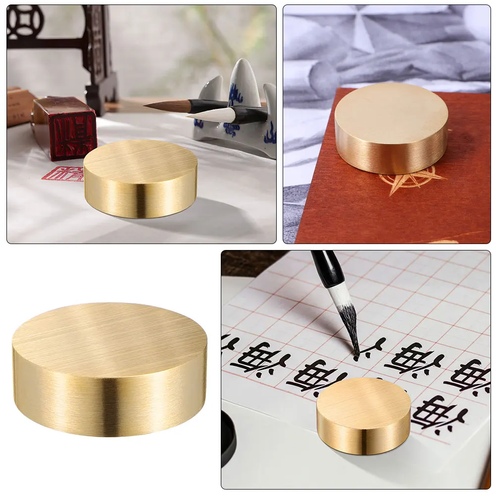 

2 PCS Four Treasures of The Study Kit Town Ruler Brass Chinese Calligraphy Paperweight