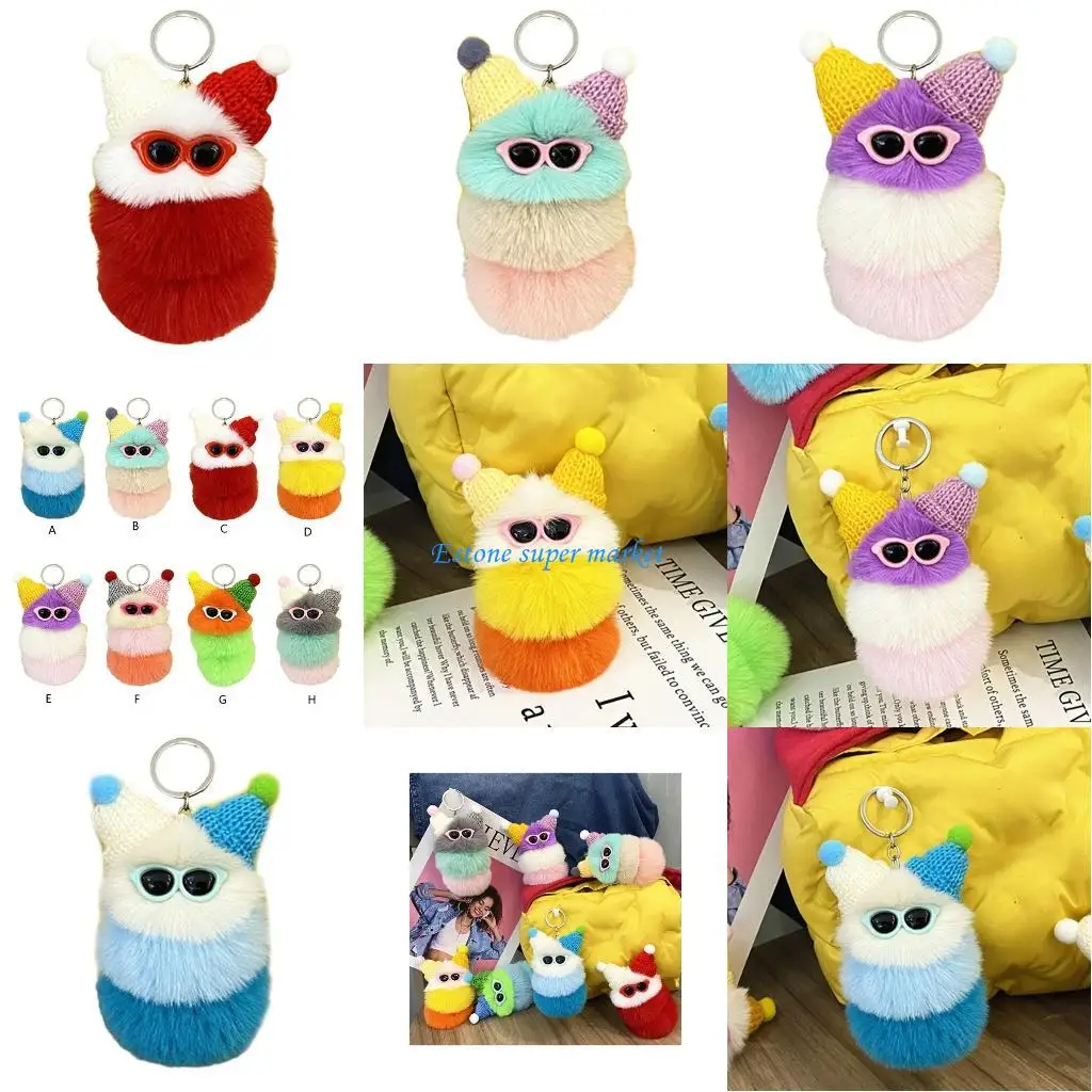 

090B Plush Balls Keychain Rabbit Plush Keychain Mini-Plushed Keychain Keyring