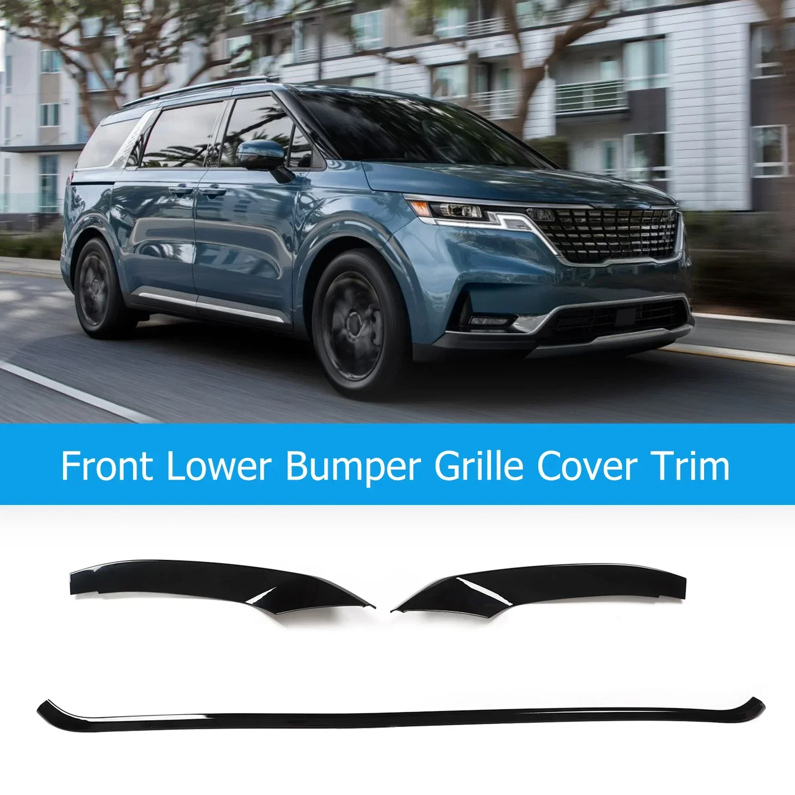 

Gloss Black Front Lower Bumper Grille Cover Trim Grill Frame Strip Replacement For Kia Carnival KA4 2021