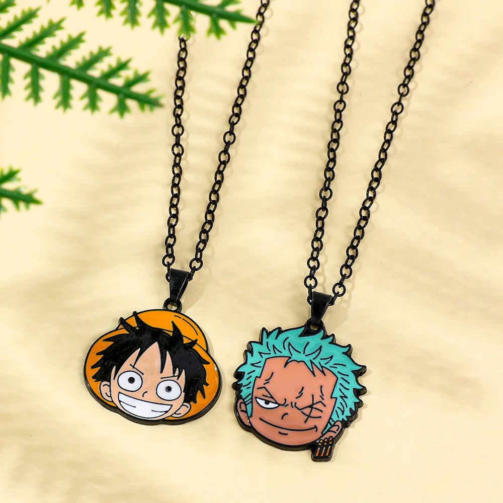 Anime One Piece Necklace Cartoon Characters Monkey D. Luffy Roronoa Zoro Metal Badge Pendant Necklace Collar Jewelry Accessories - view 5