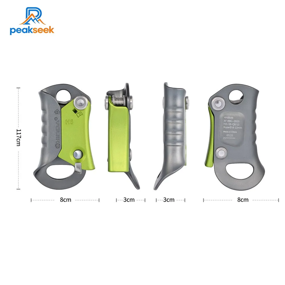 Peakseek HH-8649 Hand Ascender 100KG Load Rock Climbing High-altitude Operation Handleless Lift Ascent Device