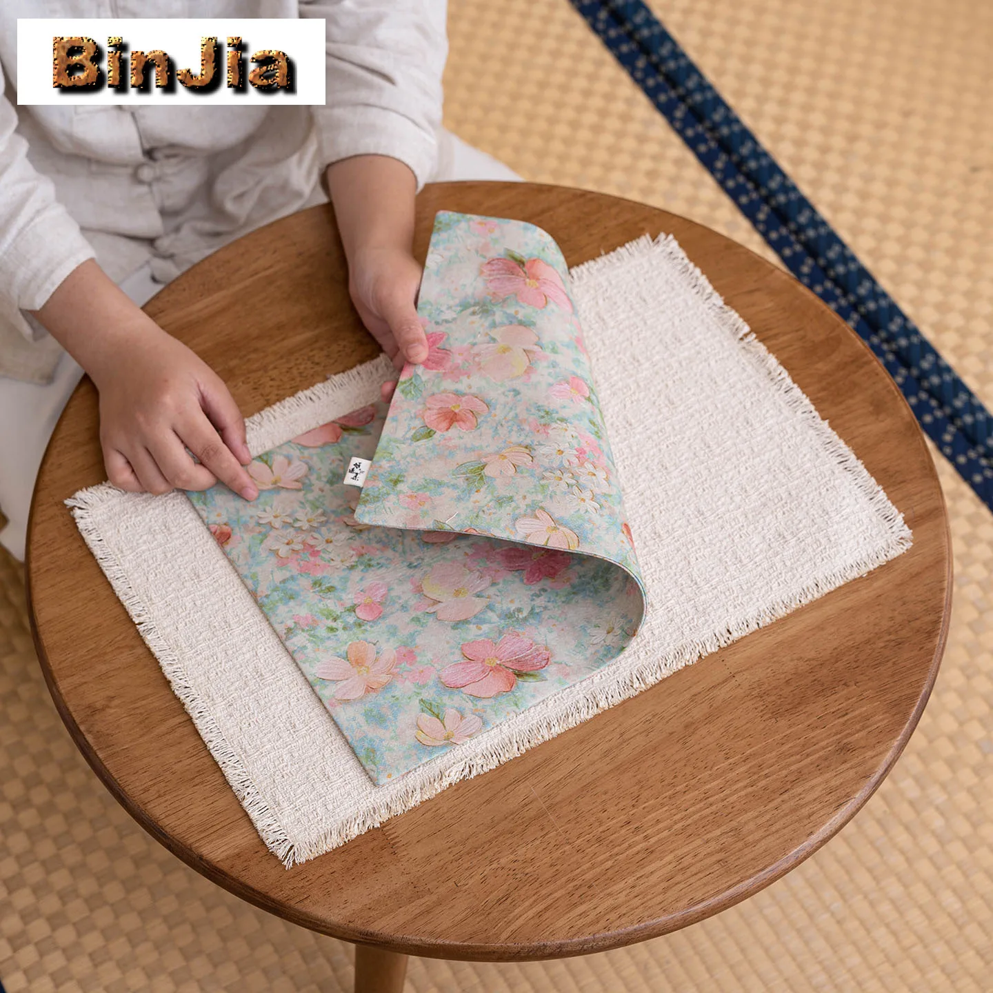 Brocade Hundred Flowers Double-sided Tea Table Mats Retro Drink Coaster Household Dinner Table Cloth Mat Drinkware Collection