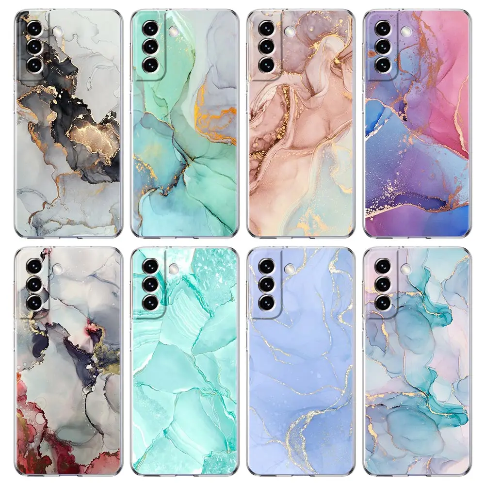 

Marble Clear Silicone Phone Case For Samsung Galaxy S23 S22 5G S20 Ultra S21 FE 5G S10E S9 S8 S10 Plus Soft Shockproof Cover