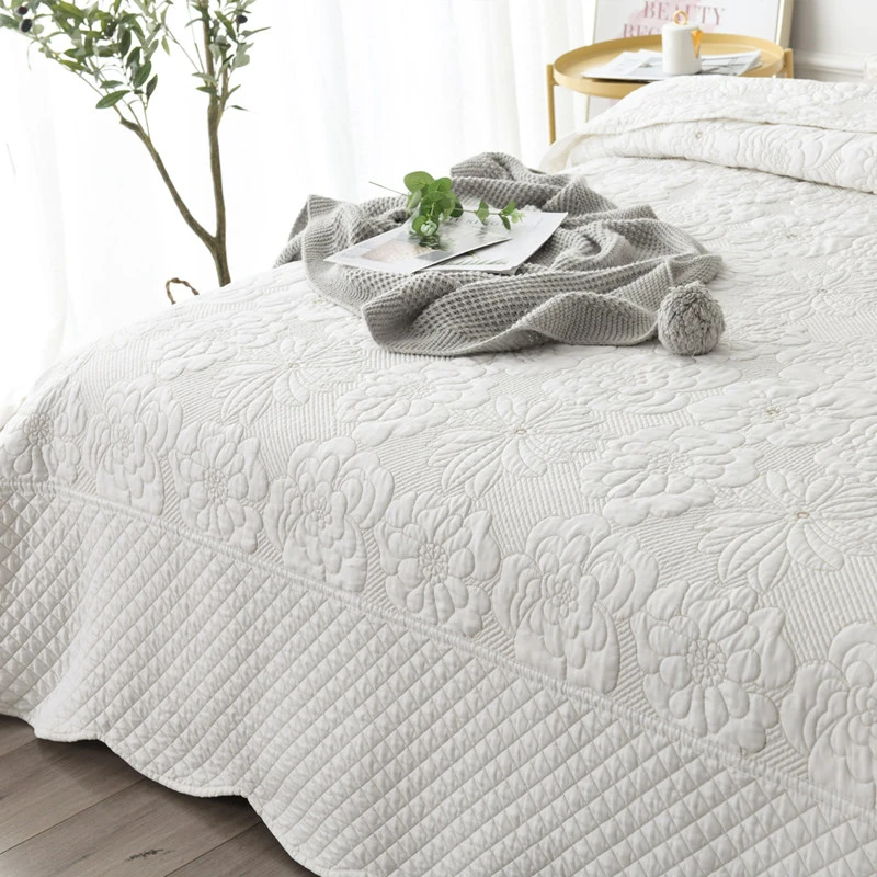 Vintage Heavy Industry Pastoral Embroidery Quilt Bedding Set Lightweight Queen King Blanket,Bedspreads Bed Coverlets Pillowcover
