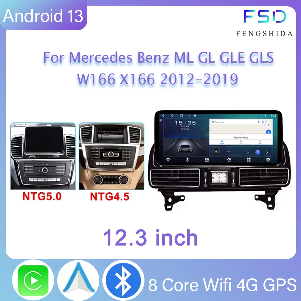 WIFI Android Radio For Mercedes Benz ML GL GLE GLS W166 X166 2012-2019 12.3” 4.5NTG 5.0NTG Car Raido Multimedia Video Player GPS