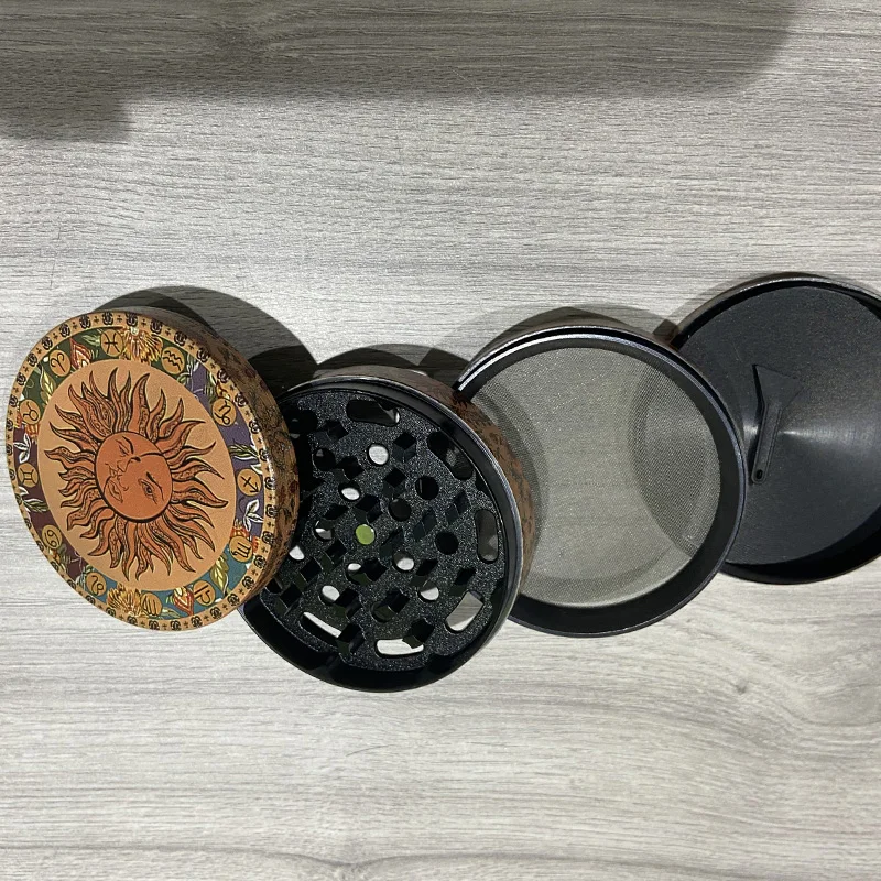 Large Size 4 Piece 50mm 63mm 75mm Sun Moon Herbal Tobacco Metal Zinc Alloy Grinder