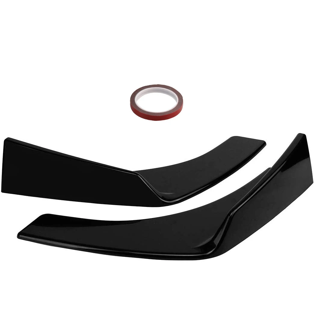 1 Pair Universal Car FRP Front Bumper Lip Spoiler Splitters Winglets Flaps Cup Wings Black