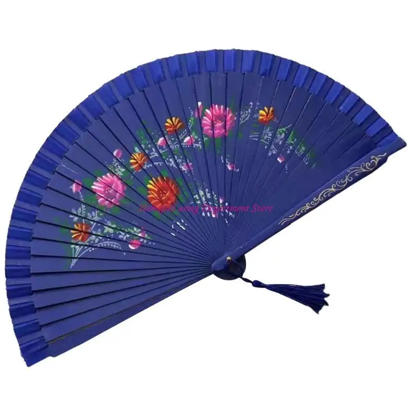 

Chinese Folding Fan Hand Painted Silk Spanish Dancing Fan for Stage and Parties
