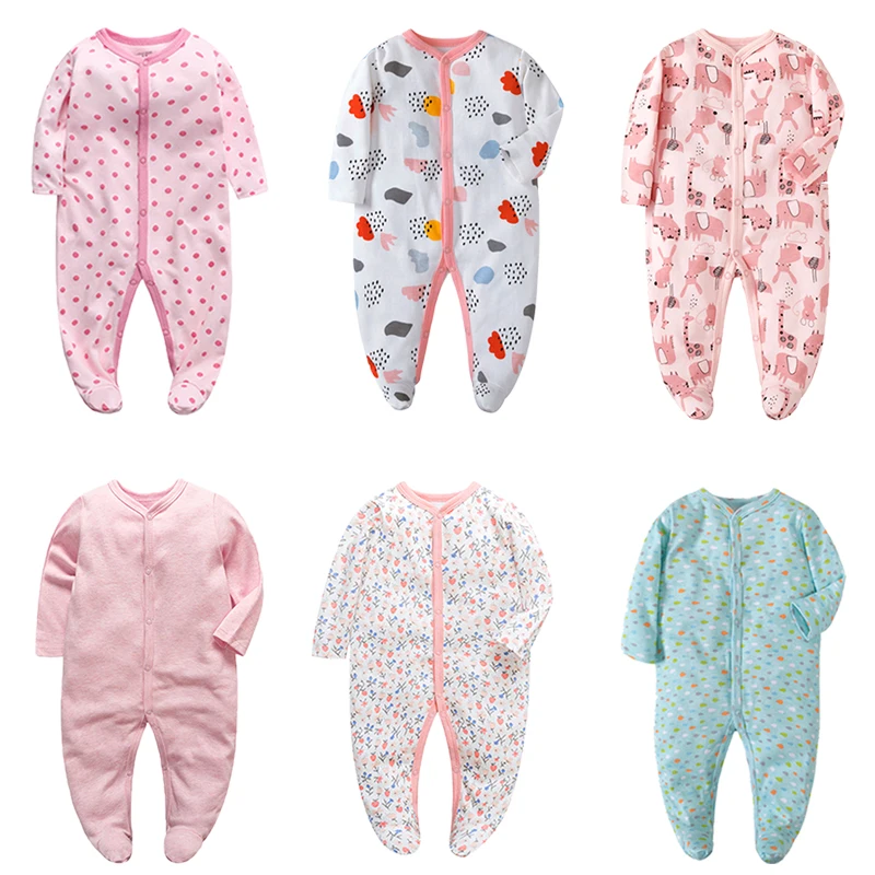 0-12Months Cartoon Long Sleeve Four Seasons Newborn baby winter warm jumpsuit pajamas footed jumpsuit Baby carter store