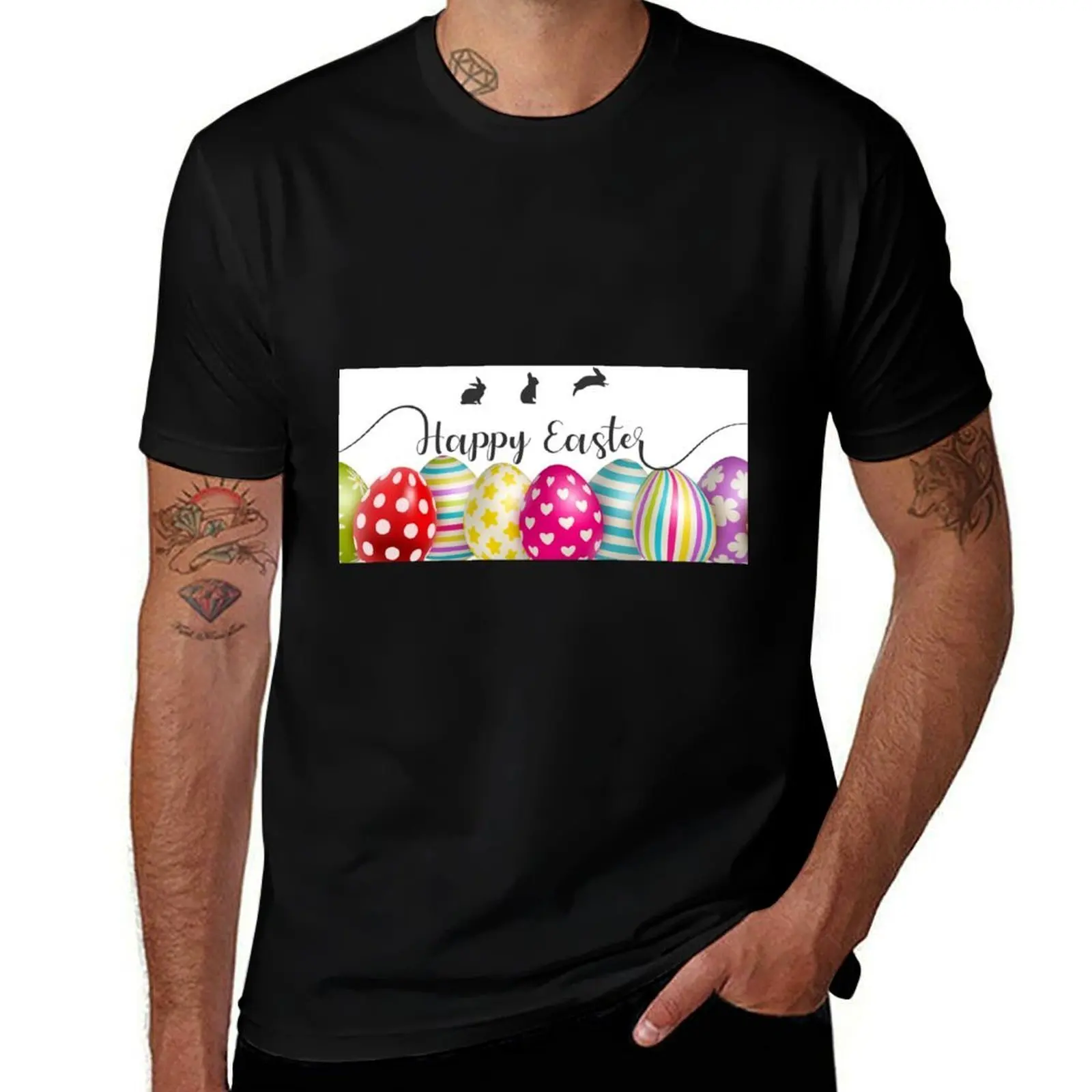 

Colorful eggs happy Easter T-Shirt shirts graphic tee anime tshirt summer tops mens white t shirts