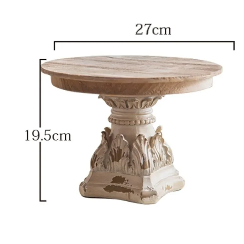 Antique Decor Pedestal Round Wooden Coffee Table Dessert Cake Rack Display Table Wood Cake Stand