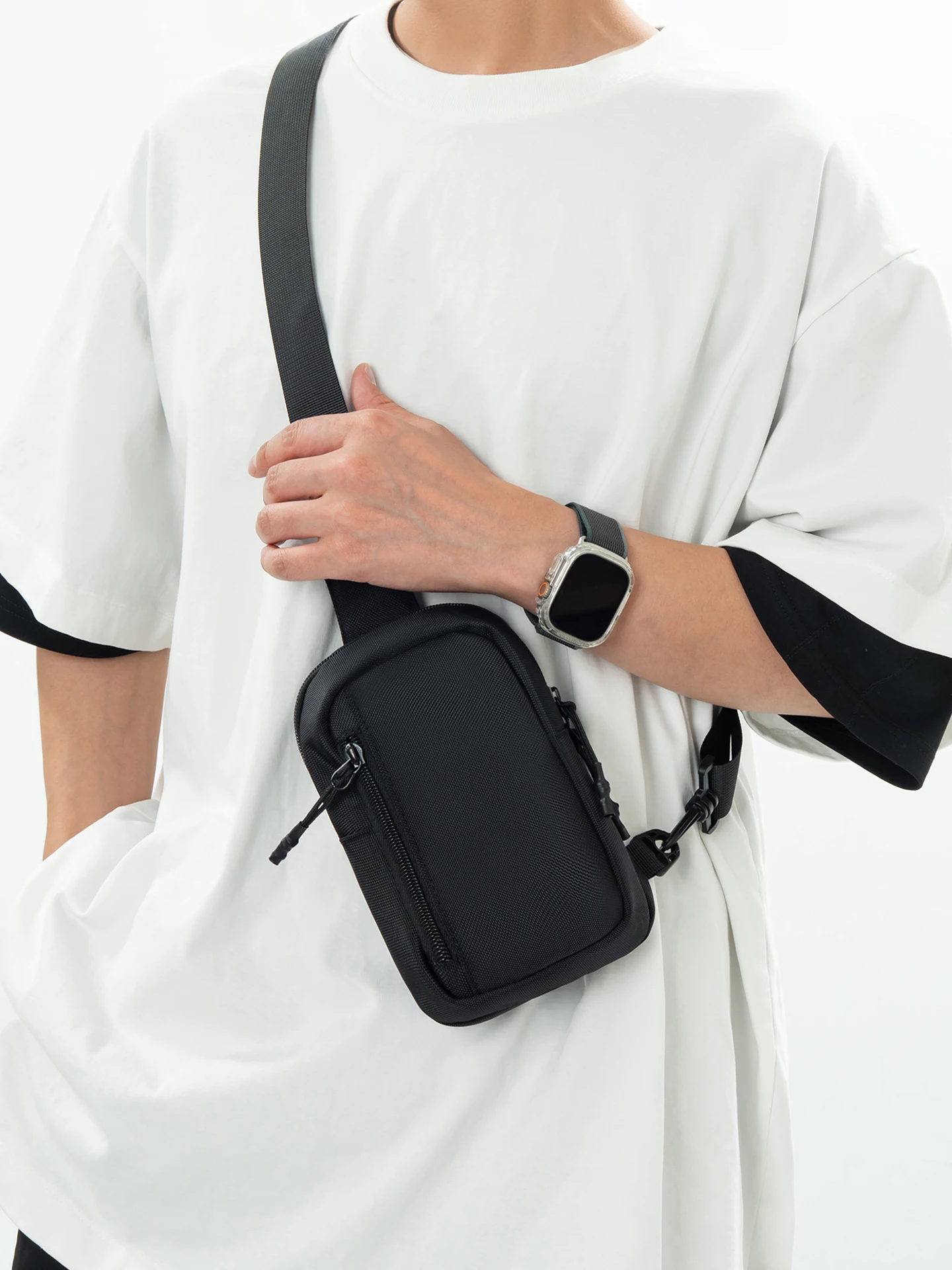 Men's Sporty Crossbody Chest Bag - usage example