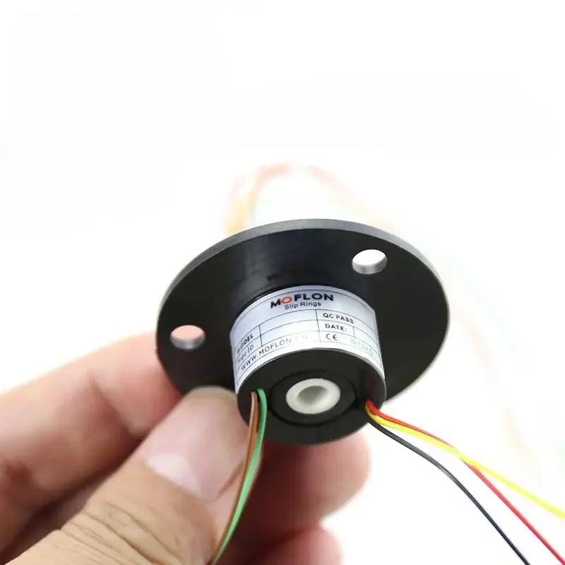 5mm Hole 6 Wires 2A Circuits 250Rpm ABS Capsule Slip Ring 600V For Monitor Robotic With Flange