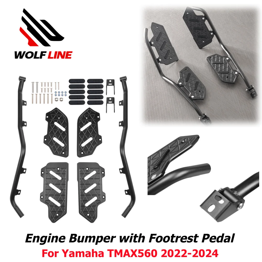 

WOLFLINE Engine Bumper Guard for Yamaha TMAX560 TMAX 560 Highway Crash Bars with Footrest Pedal Bumper Protector 2022-2024