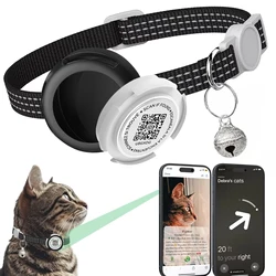 Cat Collar with AirTag Case & QR ID Tag Dual Protection Reflective Kitten Collar for Cats Gatos Apple Airtag GPS Accessories