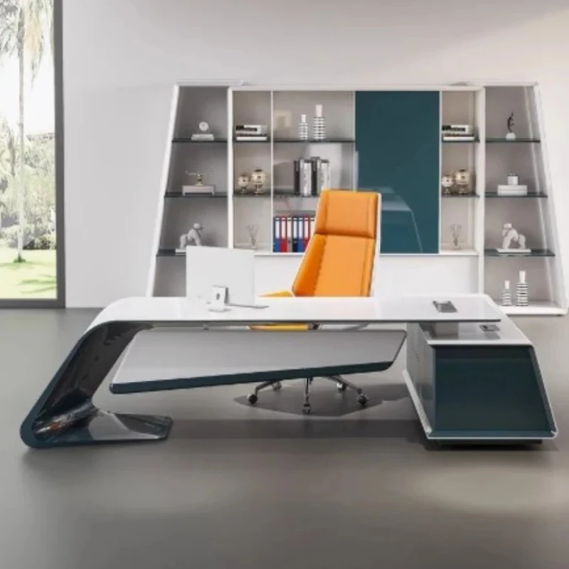 خزانة مكتب فاخرة مقاومة للماء للكتابة الحديثة مكاتب كمبيوتر تنفيذية للدراسة تخزين أبيض أثاث Escritorio Oficina