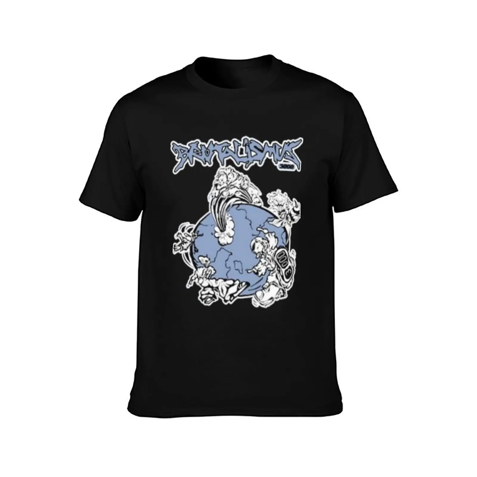 Brutalismus-3000 T-Shirt, Summer Casual Cotton Tee, Oversized Streetwear Tops, Vintage Graphic Print, Loose Fit Short Sleeve