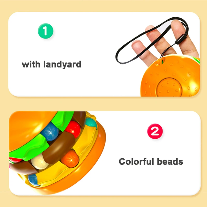 Kids Magic Cube Rotating Bean Hamburger Cube Fingertip Fidget Stress Relief Puzzle Game Toys for Children Adults Christmas Gift