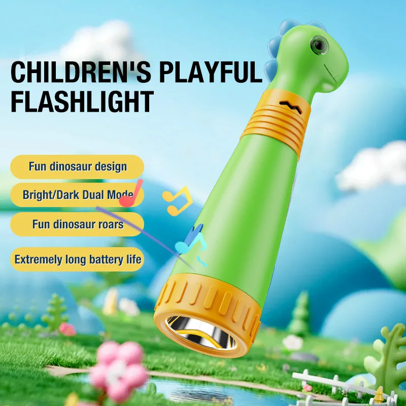 Simpatica torcia a forma di dinosauro Impugnatura comoda Batteria a lunga durata Grande capacità Supporta torcia portatile con ricarica di tipo C