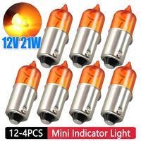 12-4Pcs 12V 21W H21 Amber Light Bulbs Super Bright Motorbike Car Auto Scooter Mini Indicator Light Break Parking Turn Signal