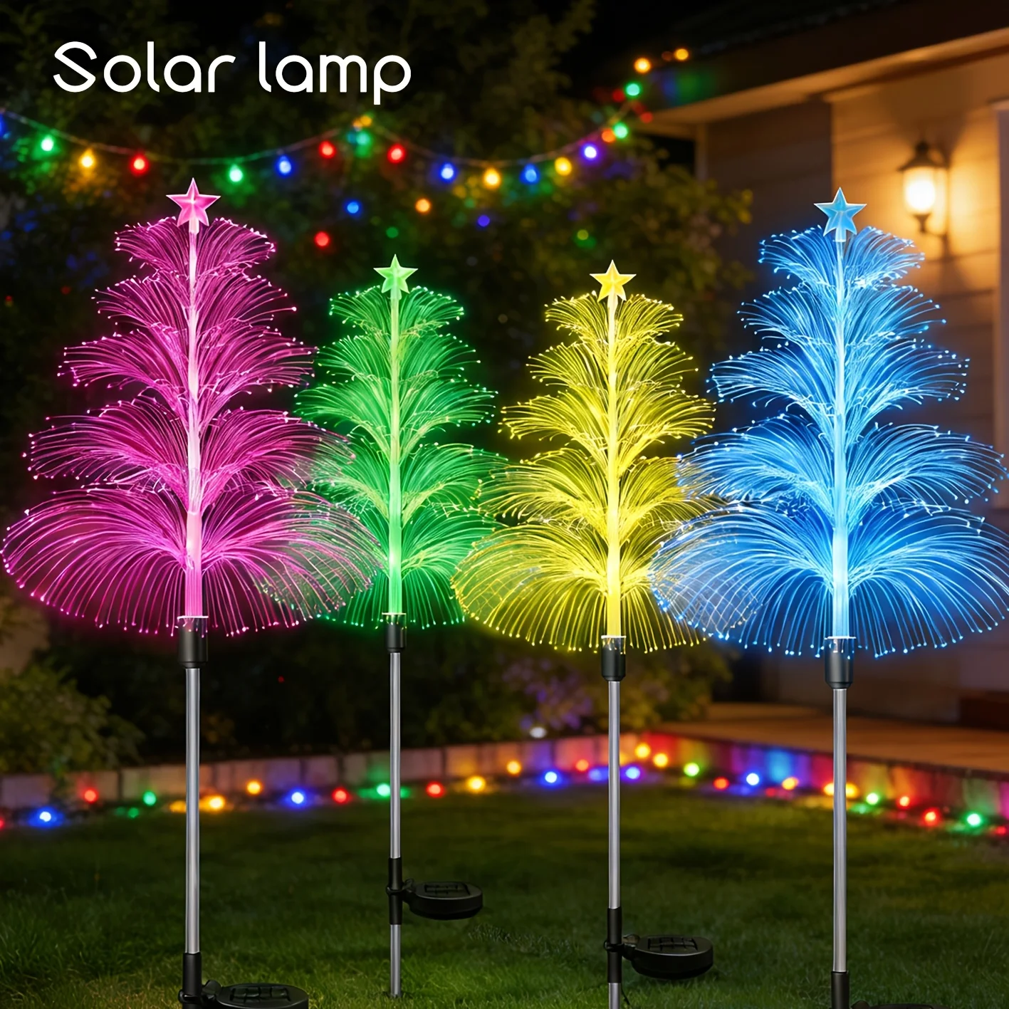 Solar Powered Fiber Optic Jellyfish Lamp for Garden Courtyard Park Corridor Light Control Waterproof Decorative Fairy Light