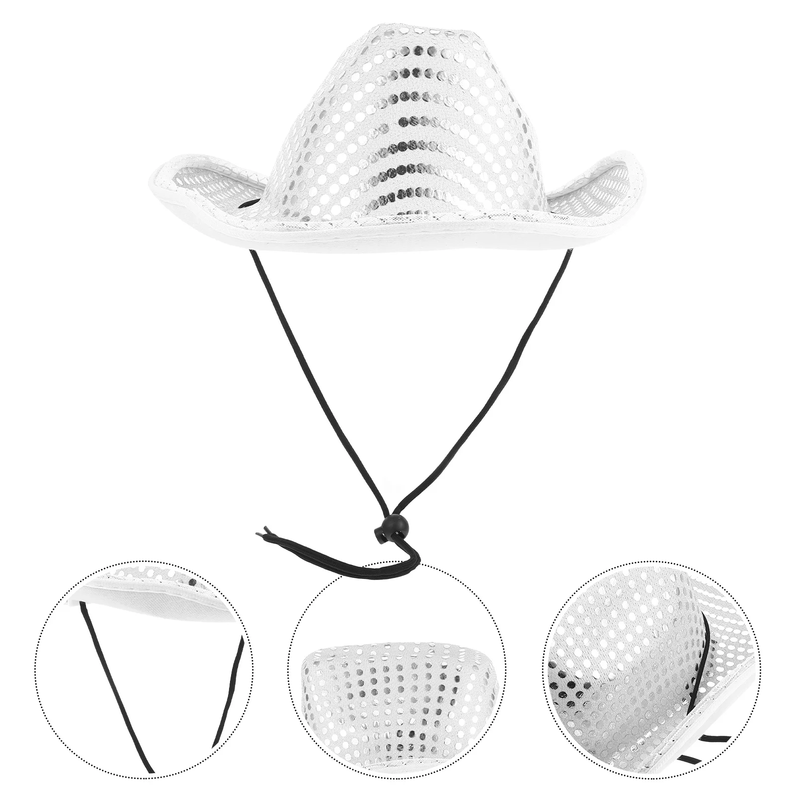 

1pc Glittering Cowgirl Western Style Lighted Sun Hat For Women Outdoor Party Wedding Cosplay Luminous Female Summer Fashion