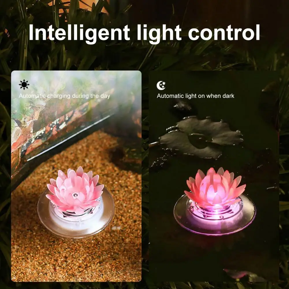 Solar Pool Light  Attractive 600mAh IP44 Protection Level  Lotus Water Drift Light Outdoor Accessory