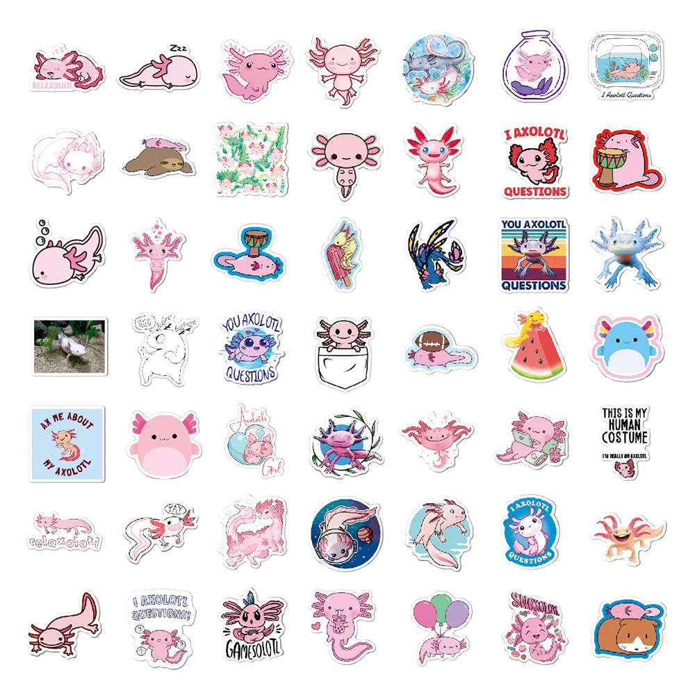 10/30/50/100pcs Kawaii Axolotl Stickers DIY Notebook Water Bottle Laptop Aesthetic Animal Graffiti Sticker Decals Decoration Toy