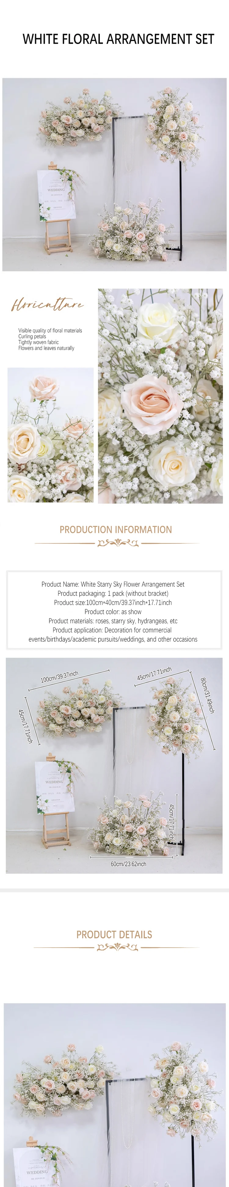 Weiß-grüne Hortensien-Kunstblumenreihe für Hochzeiten, Außenbereiche, Eingangsbereiche, Blumenarrangements, Partys, Zeremonien, Hintergrunddekoration und Schilderdekoration. – Detail 1