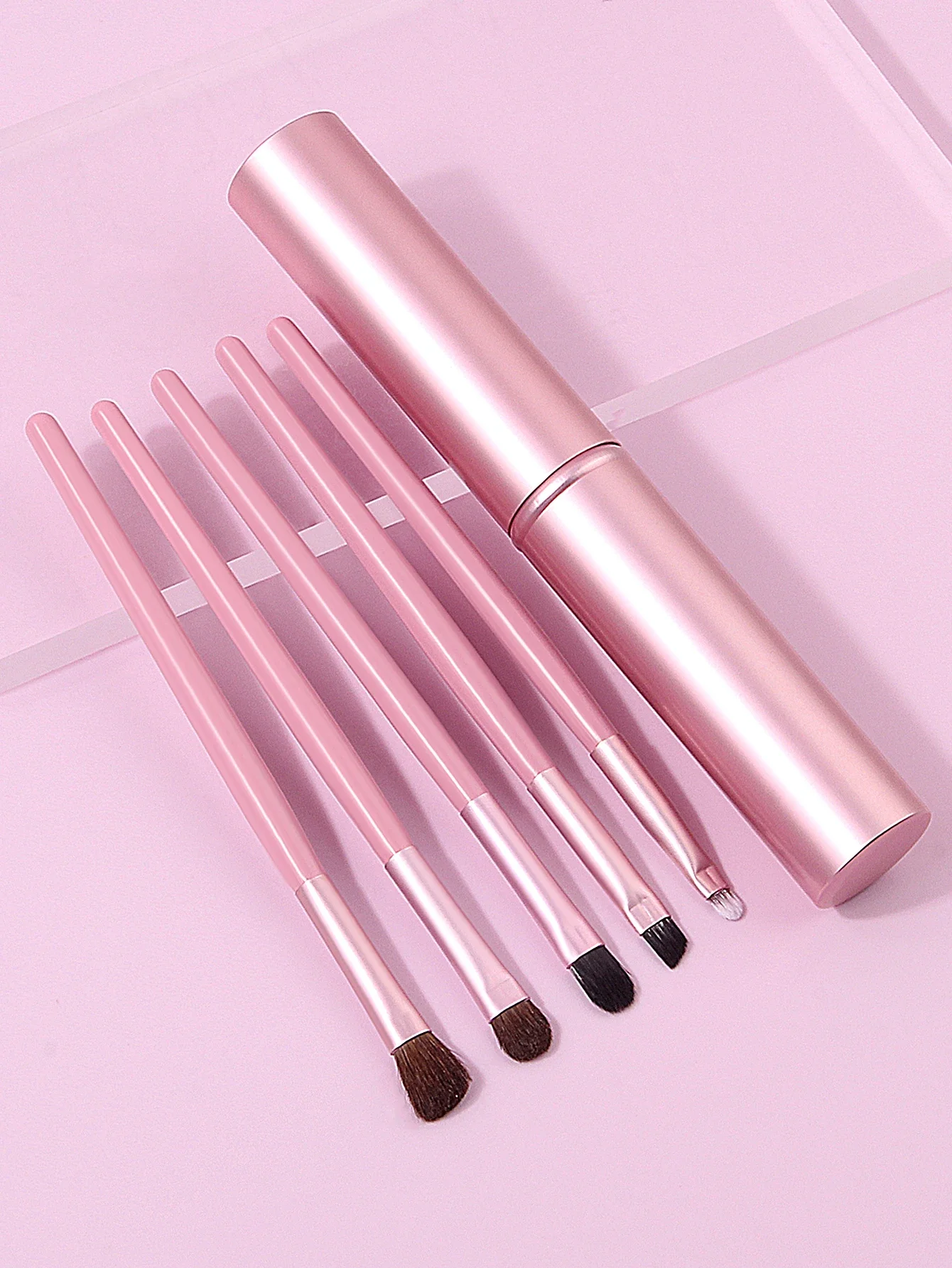 6-teiliges Anfänger-Augen-Make-up-Werkzeug, Make-up-Pinsel-Set, weicher Lidschattenpinsel aus Rosshaar, Verschmierpinsel, Eyeliner-Pinsel mit Aufbewahrungsröhre