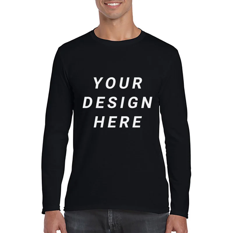 الرجال الكلاسيكية طويلة الأكمام تي شيرت مخصص صورتك النص شعار الطباعة شخصية مخصصة Thirts الذكور بلايز اليورو حجم XS-2XL