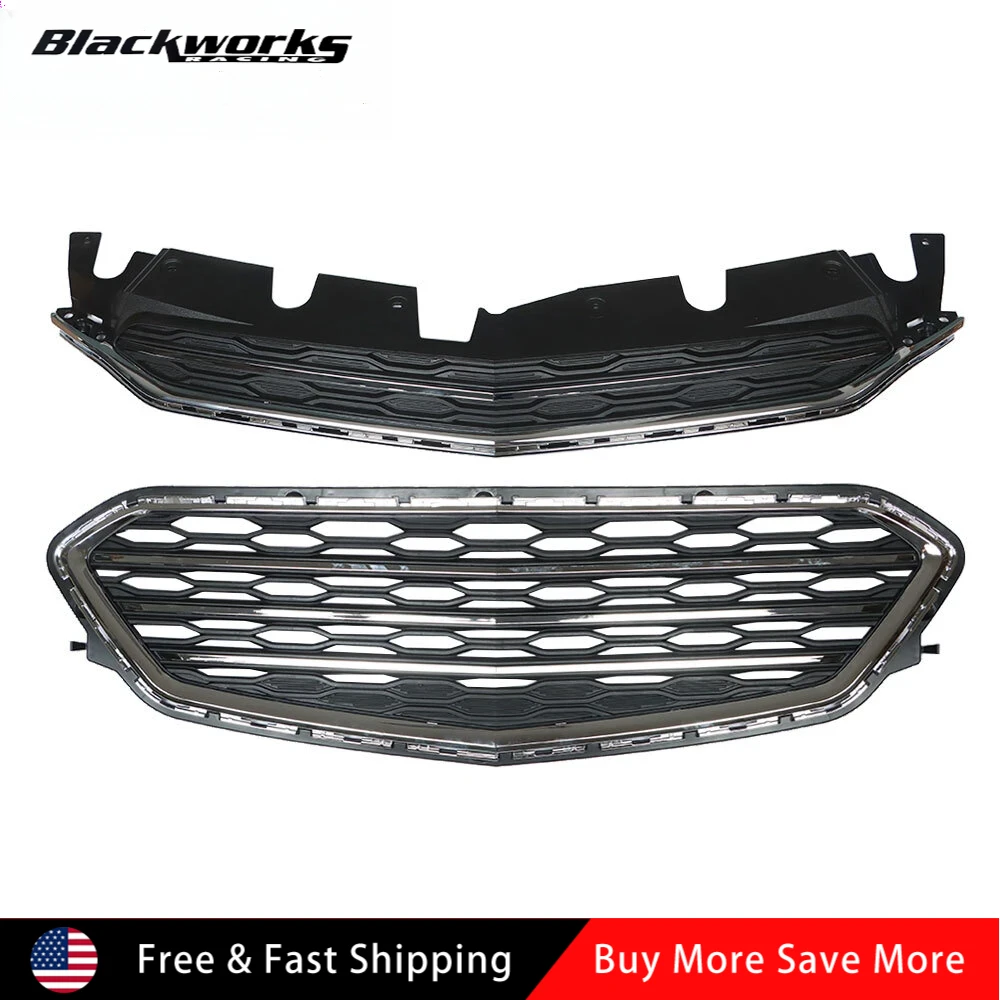 

2Pcs Front Upper Lower Grille Bumper Grill Set for Chevrolet Equinox 2016-2017