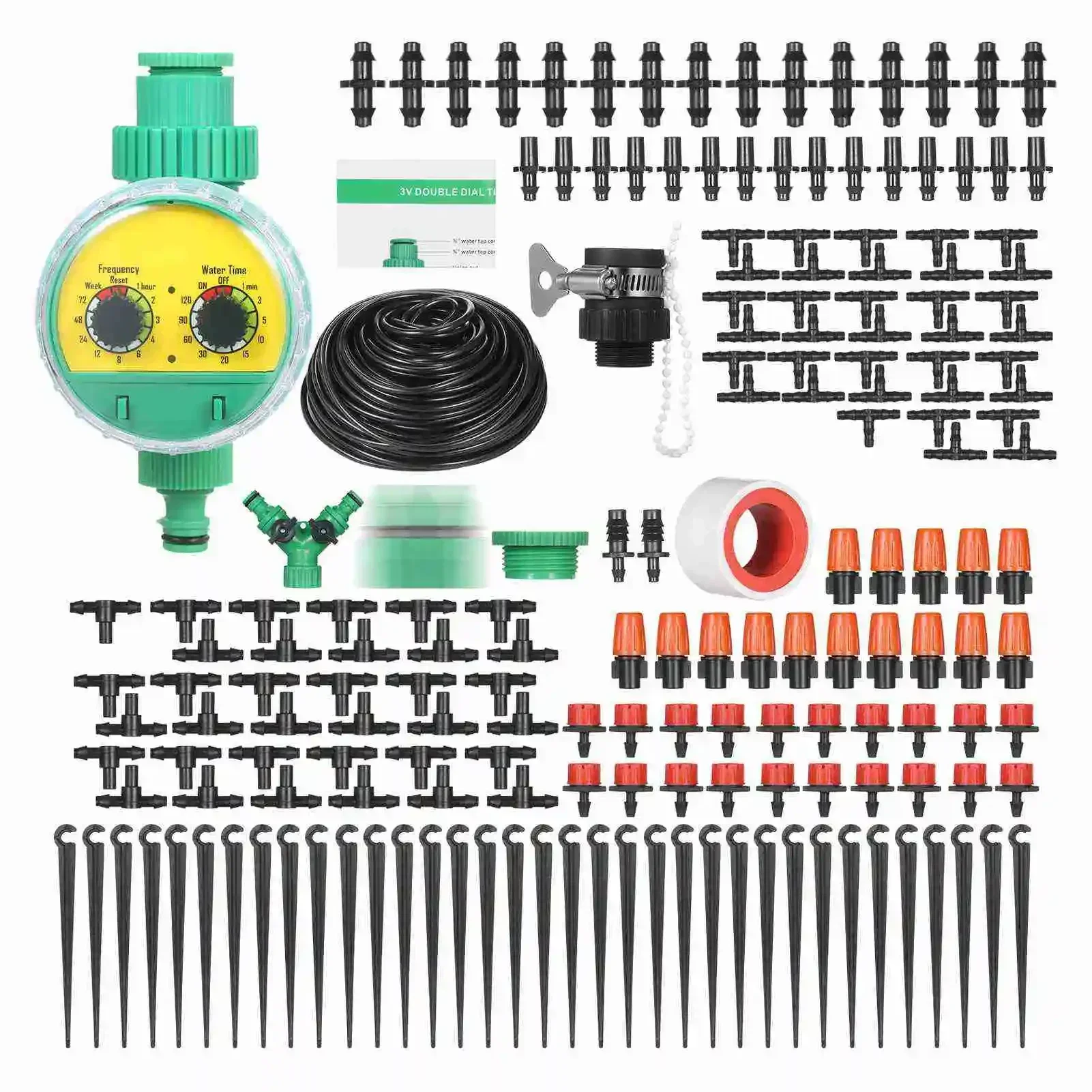 Plant Watering Drip Irrigation Kit DIY Watering System with Nozzles Misters Drippers 40/30 Meters Tubing for Garden Lawn Patio
