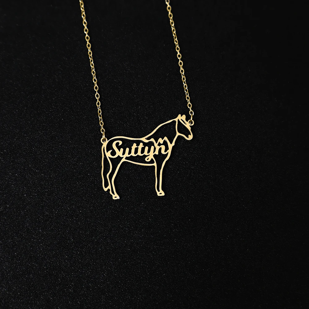 Exquisite Stainless Steel Personalized Customized Name Animal God Horse Jewelry Gift Necklace for Horse Lovers