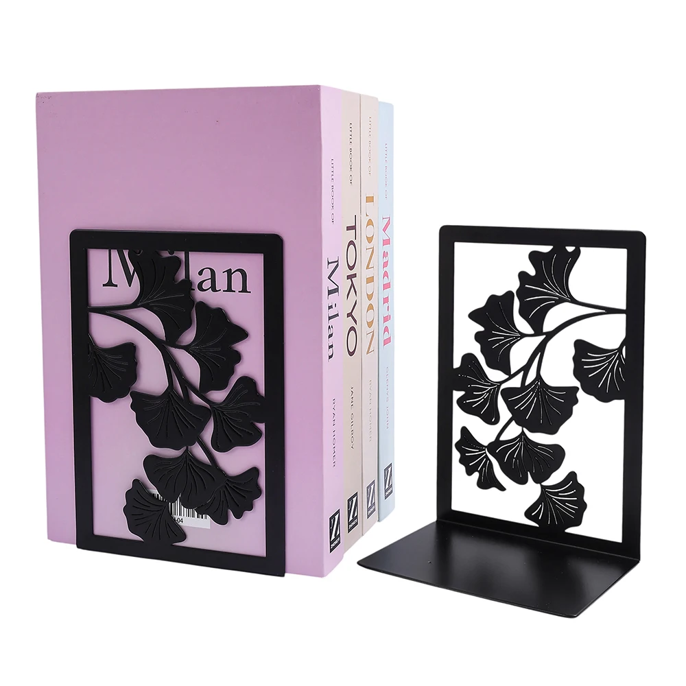 Modern cast iron black plants (maple leaves, ginkgo leaves, clover) decorate the book stand bookshelf, with unique and stylish.