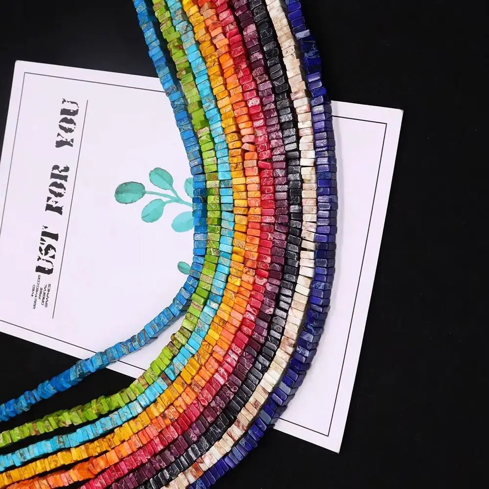 

Classic Square Imperial Stone Straight-hole Bead 4x4mm Polished Synthetic Semi-precious Stone Handmade Vintage Necklace Material