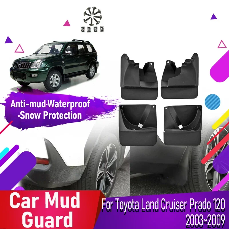 

4pcs Car Mud Guards For Toyota Land Cruiser Prado FJ120 LC120 2003~2009 Antifreeze Fenders Flare Mudguard Wheel Auto Accessories