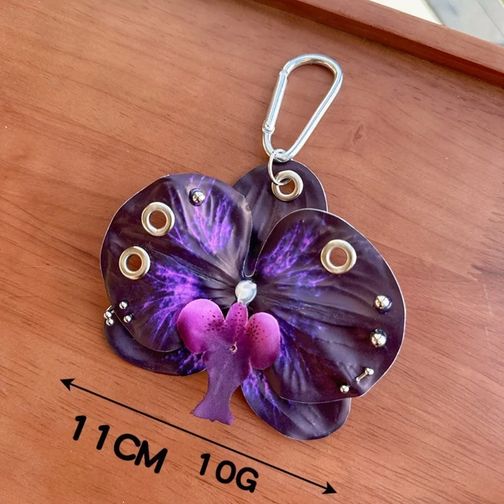 Sweet Simulation Flower Orchid Lily Keychain Backpack Decoration Gifts Simulation Flower Keyring Colorful Orchid Keychain