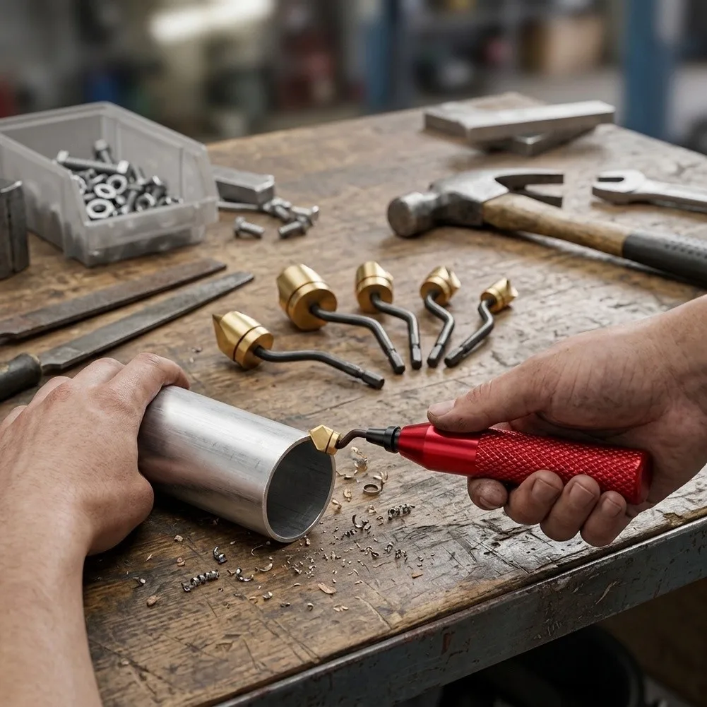 Chamfering Tool Kit for Edge Trimming and Burr Removal on Aluminum Profiles Wood Panels PVC Pipes and Steel Tubes