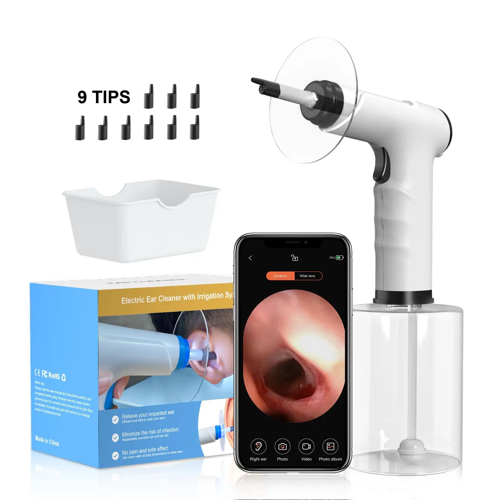 W50 2MP HD Camera Handheld Smart Visual Ear Washing Cleaning Machine Ear Wax Removal Tool Ear Care Products