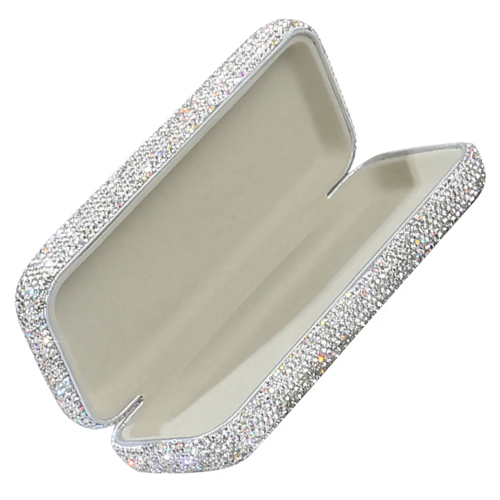 

Fashion Rhinestone Glasses Case for Cars Heavy Duty Hard Shell Eyeglass Holder Travel Friendly Fits All Eyewear Types