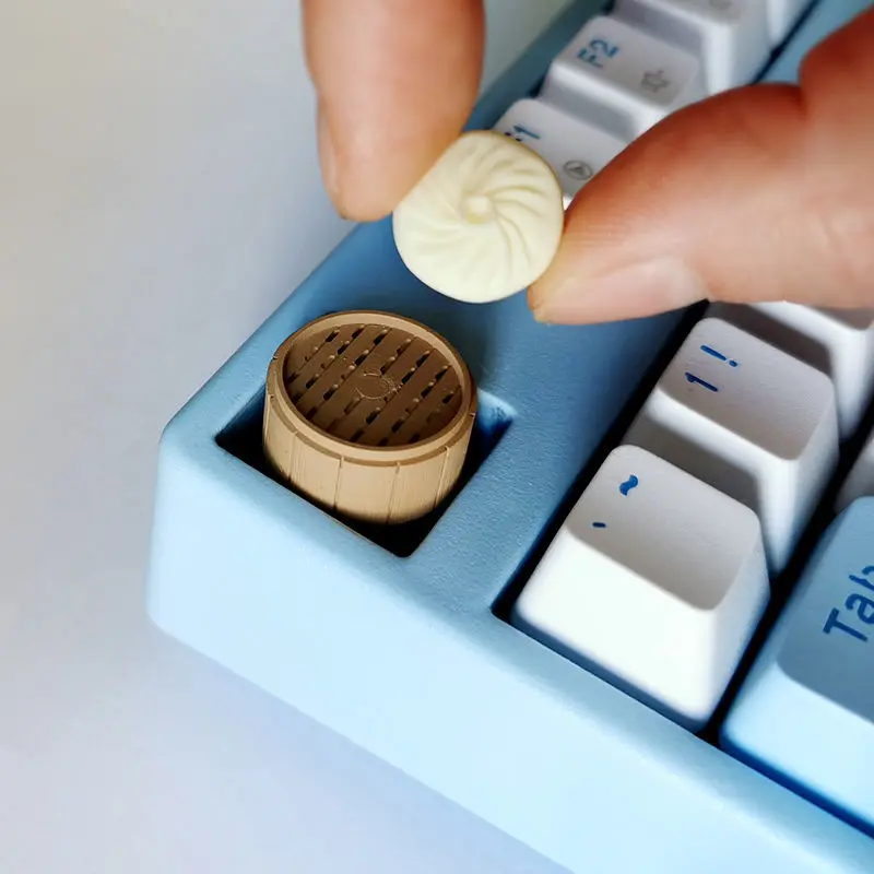 Personalized Steamed Buns Dumplings Mechanical Keyboard Specialized Keycaps Customized Translucent 3D Magnetic Decorative Gifts