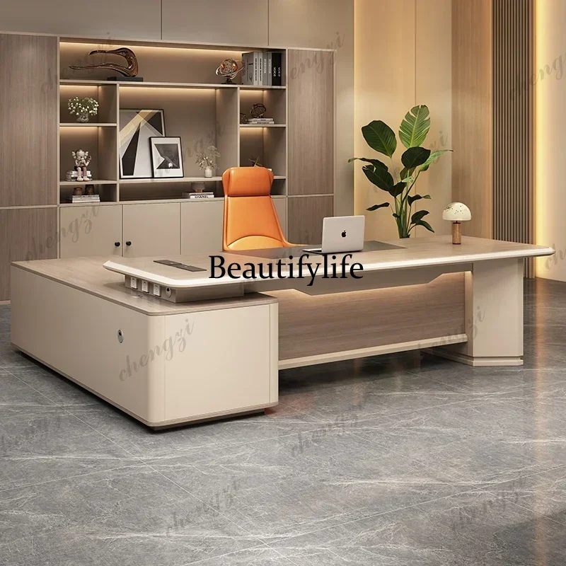 M45 Manager Organizer Working Table White Luxury L Shape Drawers Organizer Desk Office Study Executive Escritorio
