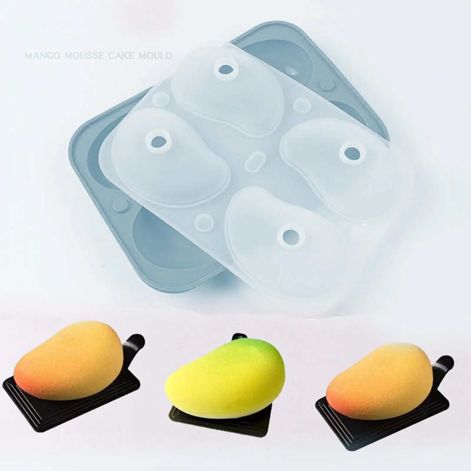 

Mango Shape Cake Mould 4-Cavity Silicone Molds for Mousse Cakes 3D Homemade Chocolate Mold for Jelly Pudding Chocolate Holiday