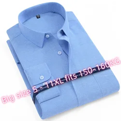 Outdoor 11XL Fits 160 KG Fashion Oxford men shirts long sleeve 100 cotton big sizes with Pockets Oversized Long Sleeve Shirt Men